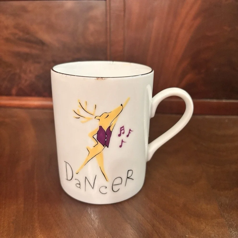 Pottery Barn Reindeer Mug Set of 4 Dasher Dancer‎ Prancer Vixen Christmas